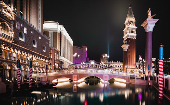 The stunning facade of a Las Vegas mega-resort at night